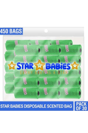 Star Babies - Scented Nappy Bag Pack of 30/450 Bags - Green