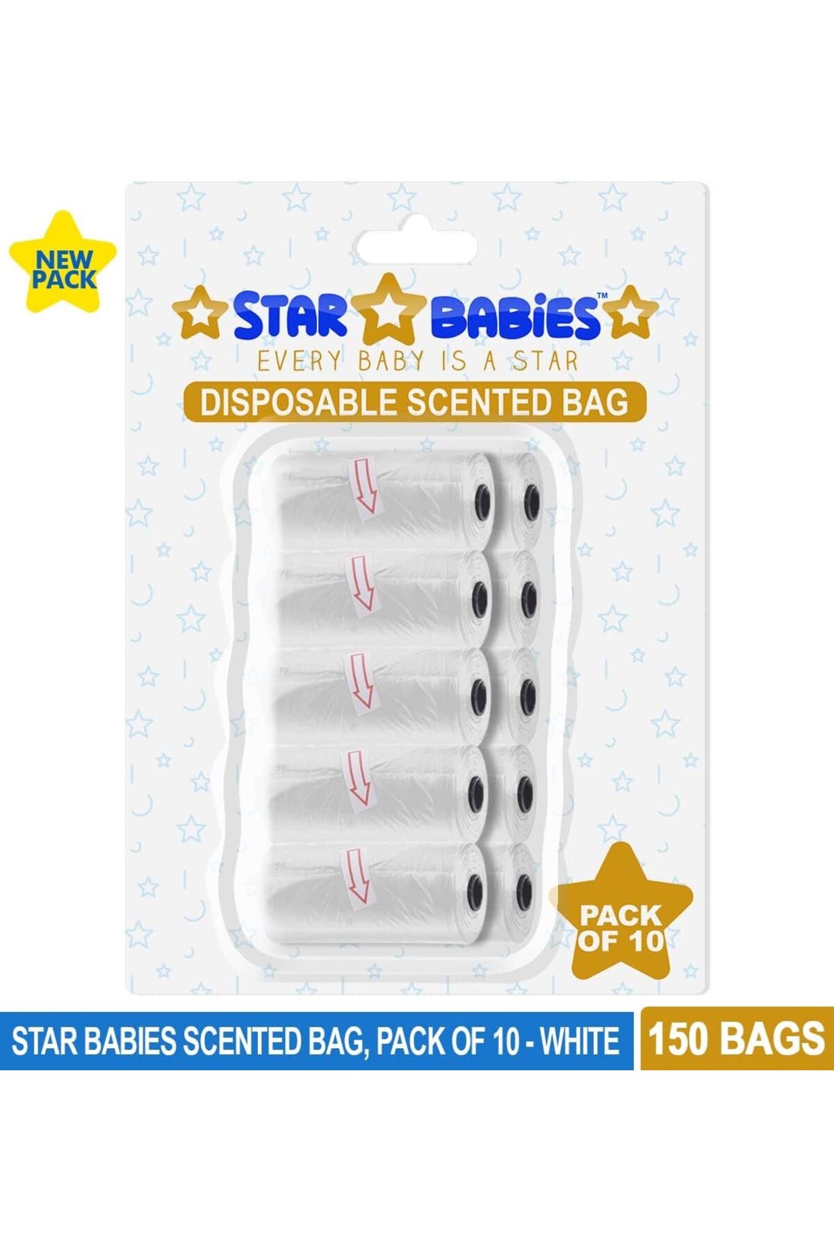 Star Babies Scented Bag White Pack of 10 (150 Bags)22x32cm
