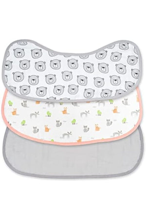 MOON Organic Burpy Cloth. (8 Layer)-Bear, Forest,& grey