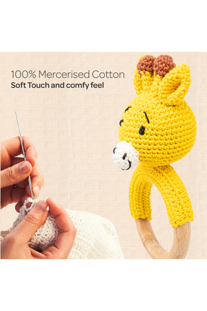 MOON Handcrafted Crochet Ring Rattle Toy-Giraffe