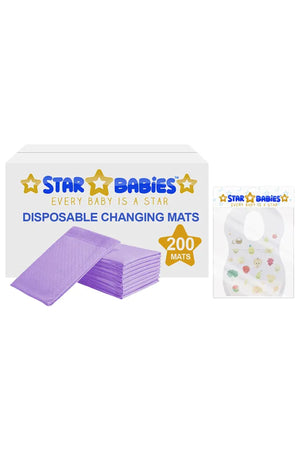Star Babies - Disposable Changing Mat 200pcs & Disposable Bibs 10pcs