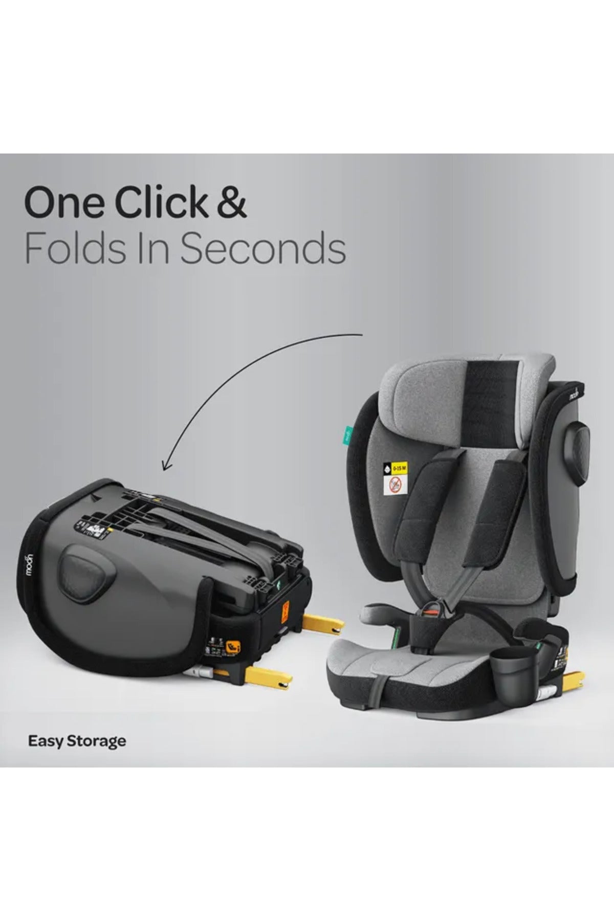 MOON Folda Max  ECE R129 i-Size Foldable Car Seat with ISOFIX & Top Tether -Grey