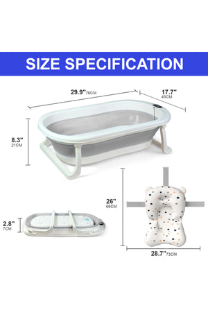 Star Babies - Baby Foldable Bathtub With Thermometer & Bathmat Set - Grey