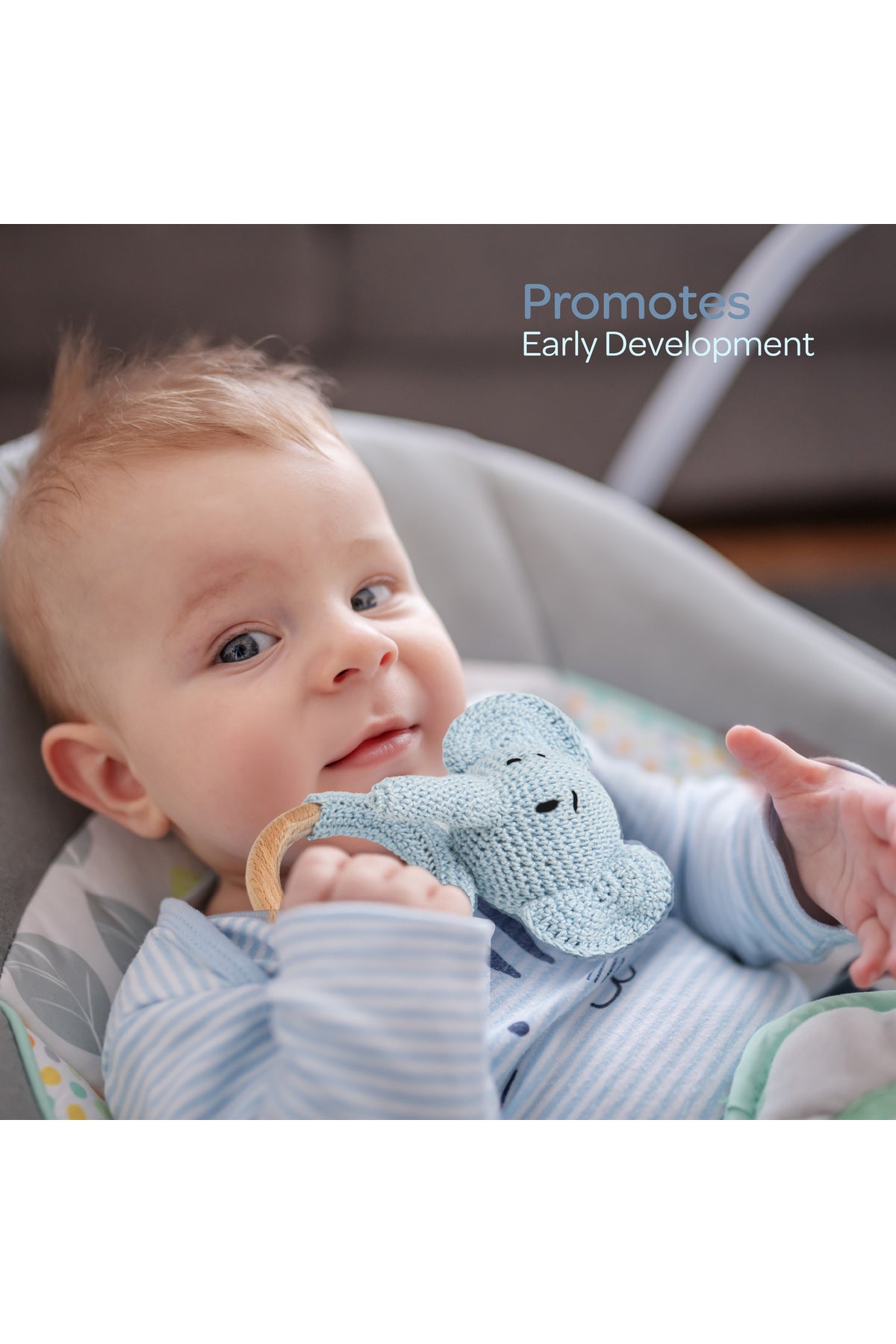 MOON Handcrafted Crochet Ring Rattle Toy-Elephant
