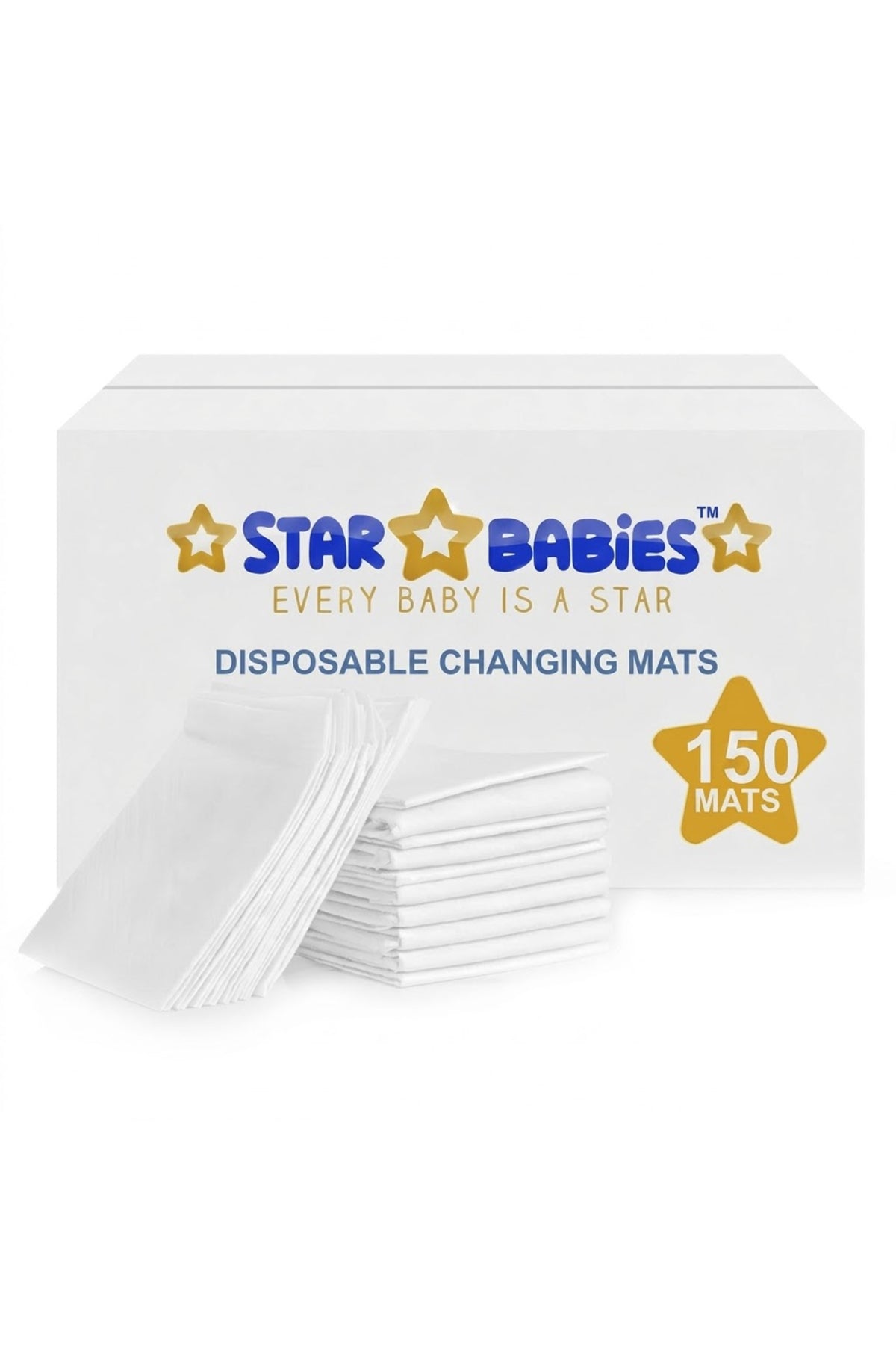 Star Babies  Disposable Changing Mats  60x60cm- Pack of 150 -White