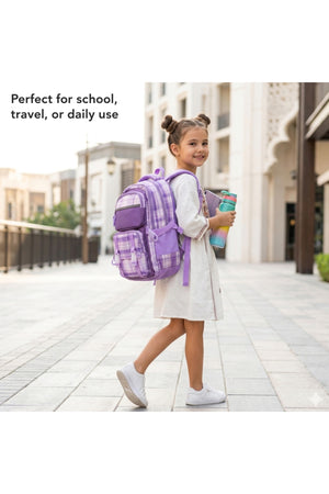 Cocobee 15-Inch Kids Backpack With Adjustable Straps & Side Bottle Pocket – Purple