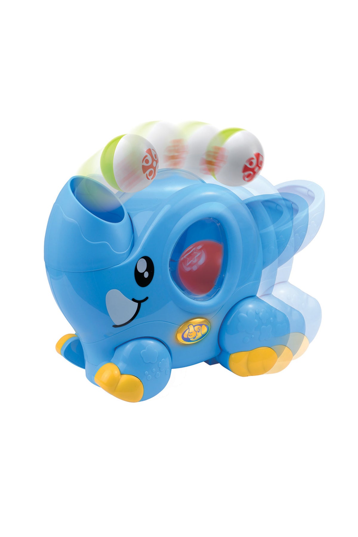 Little Learners Ball-Popping Elephant - Motorized Walking Toy with Flashing Lights & Sounds, Rotatable Trunk, Includes 2 Balls, 12M+