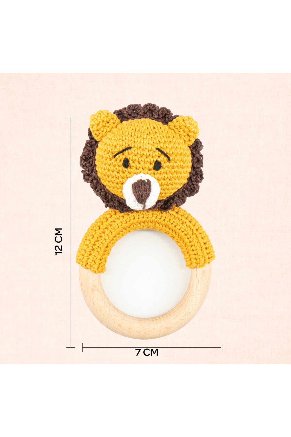 MOON Handcrafted Crochet Ring Rattle Toy-Lion