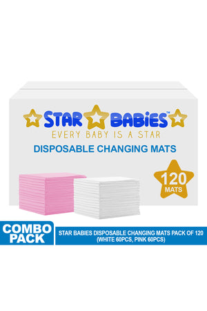Star Babies - Disposable Changing mats (45x60cm) Large  Pack of 120 - White/Pink