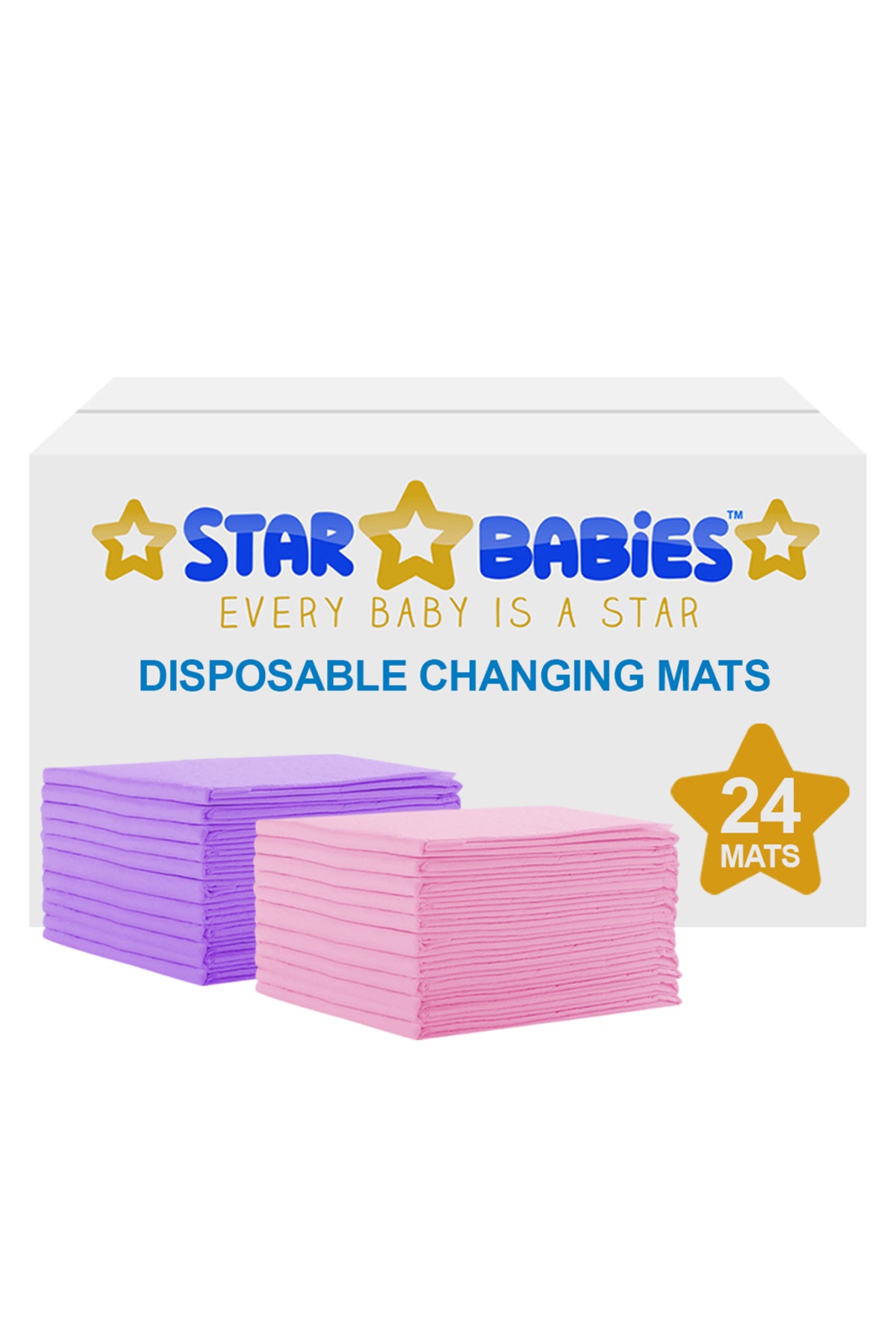 Star Babies - Disposable Changing mats (45x60cm) Large, Pack of 24 - Assorted