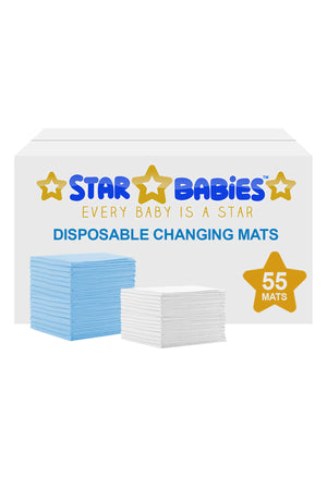 Star Babies - Disposable Changing mats (45x60cm) Large  Pack of 55 - Blue/White