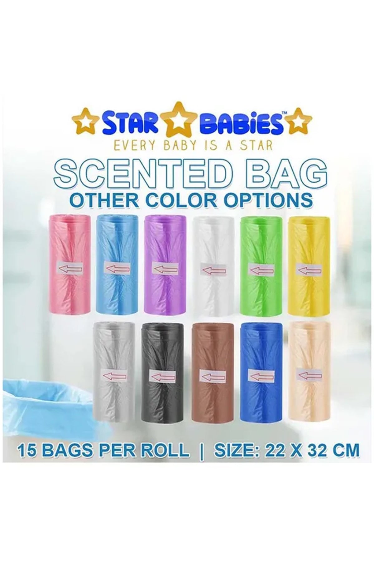 Star Babies - Disposable Changing Mat 5pcs, Bibs 5pcs, Scented Bag With Dispenser - Yellow