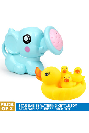 Star Babies - Kettle Toy w/ Rubber Duck - Pack Of 2 - Blue/Yellow