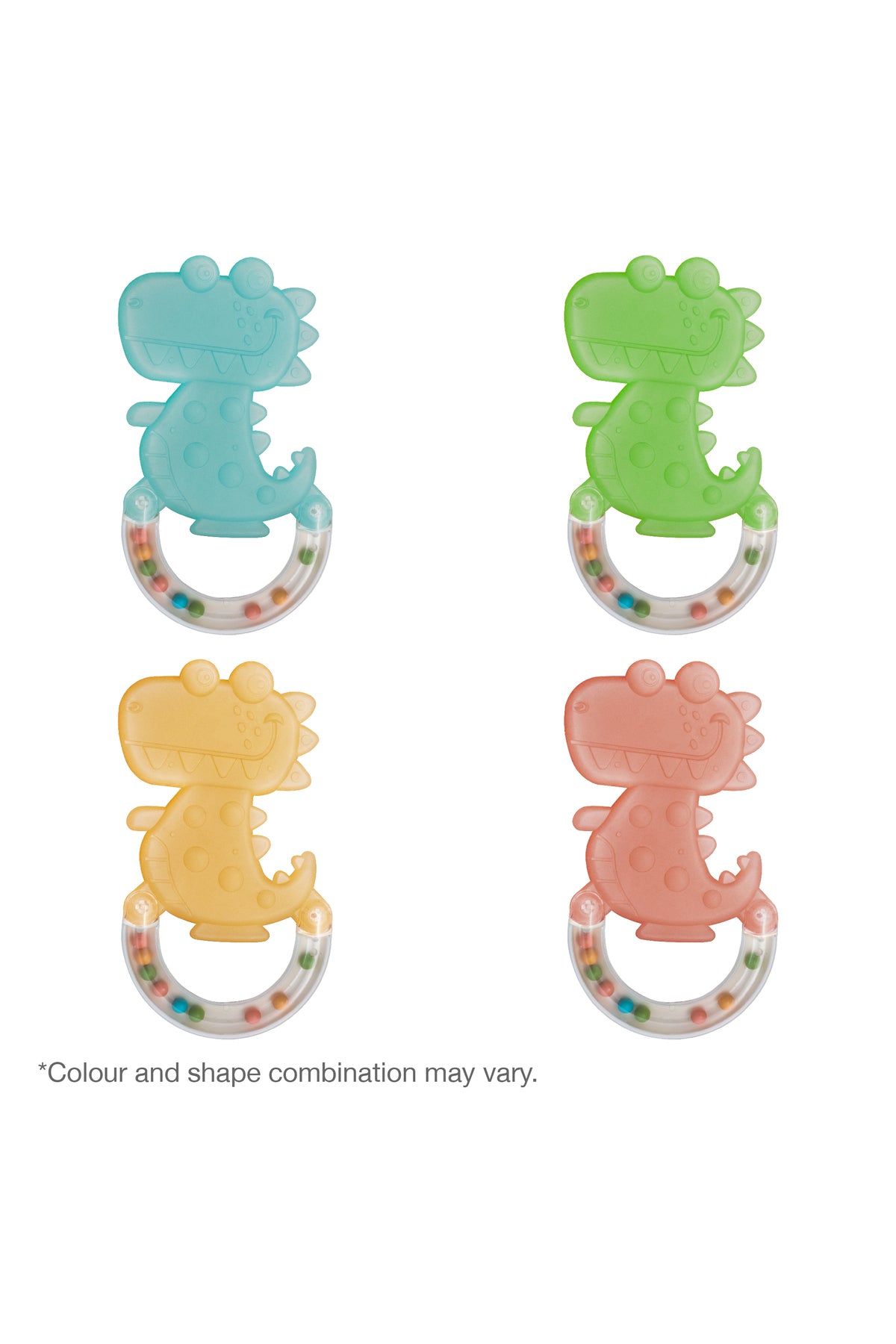 MOON Fuzzy Friends Soft Baby Rattle and Teether Toy- 6m+ -Dino