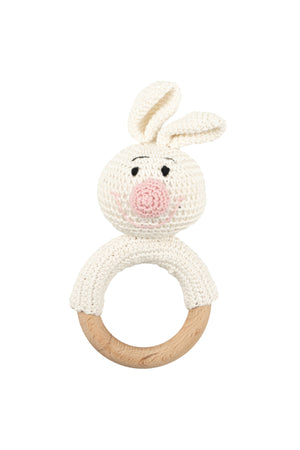 MOON Handcrafted Crochet Ring Rattle Toy-Bunny