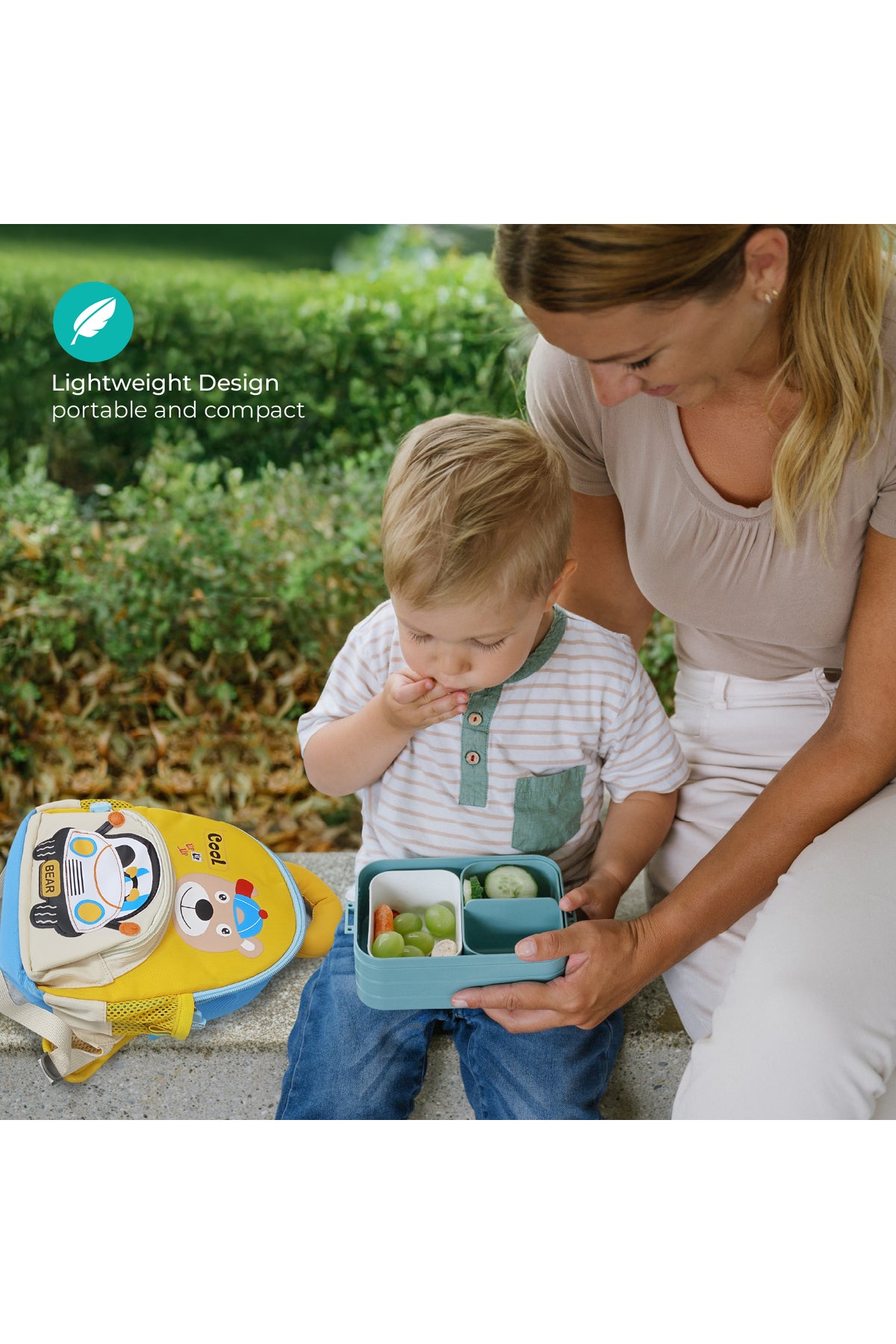 MOON Kids Backpack  – Comfy 3D Design,Padded Straps, Waterproof-Perfect for Preschool, Nursery, Snacks & Lunchbox-Bear/Yellow
