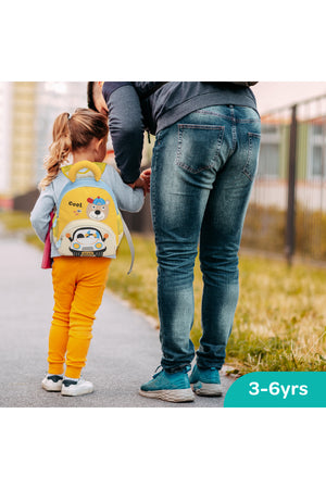 MOON Kids Backpack  – Comfy 3D Design,Padded Straps, Waterproof-Perfect for Preschool, Nursery, Snacks & Lunchbox-Bear/Yellow