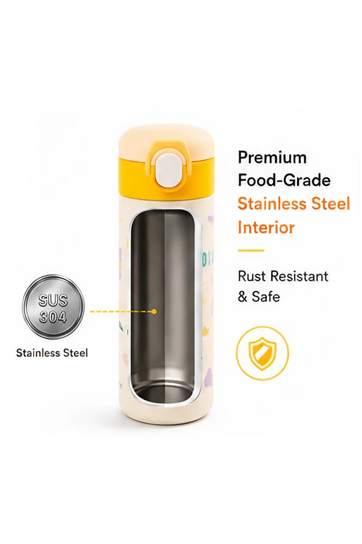 Cocobee Insulated Stainless Steel Water Bottle – Leakproof, 500Ml, Odour-Free,(3+ Years)- Yellow