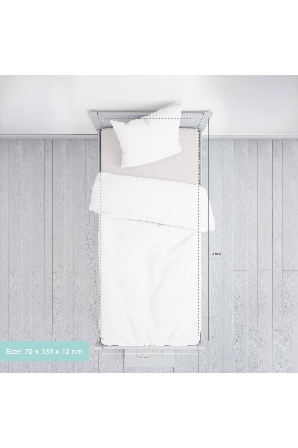 MOON  Premium 100% Cotton Terry, Breathable Waterproof Mattress Protector sheet with Skirt fit - 133x70x12 cm