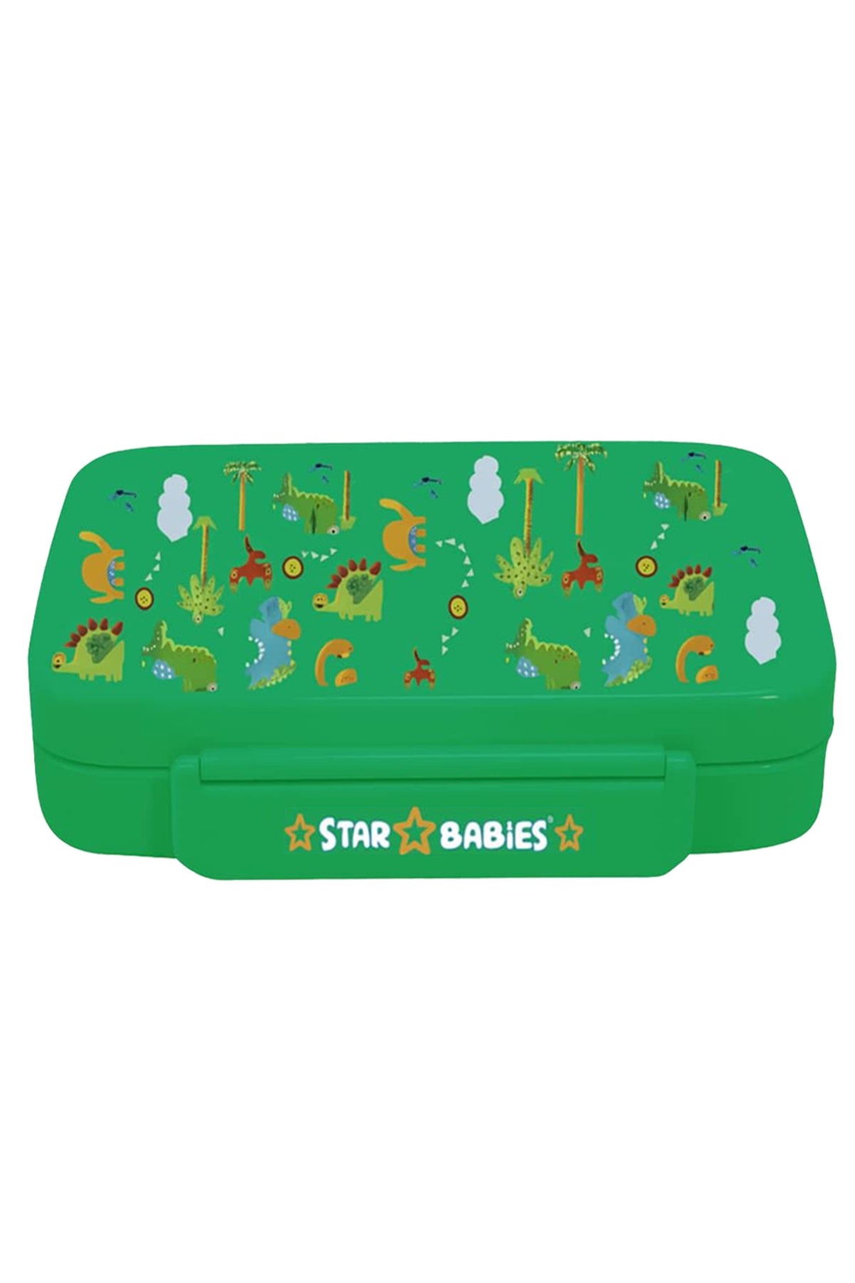 Star Babies Jungle Green Theme Bento Lunch Box with 4 Compartments, BPA Free, Leak-Proof, Toddler-Friendly, 3 Years+ size 22*16.5*4.85cm, Microwave Safe, Easy to clean, Keep Fresh - Green