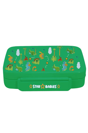 Star Babies Jungle Green Theme Bento Lunch Box with 4 Compartments, BPA Free, Leak-Proof, Toddler-Friendly, 3 Years+ size 22*16.5*4.85cm, Microwave Safe, Easy to clean, Keep Fresh - Green