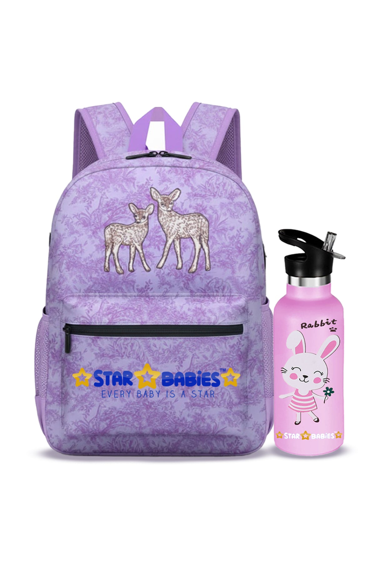 Star Babies Kids Backpack and Insulated Stainless Steel Water Bottle 2-Piece Set – Durable School Bag & Leak-Proof Bottle Bundle for Boys & Girls