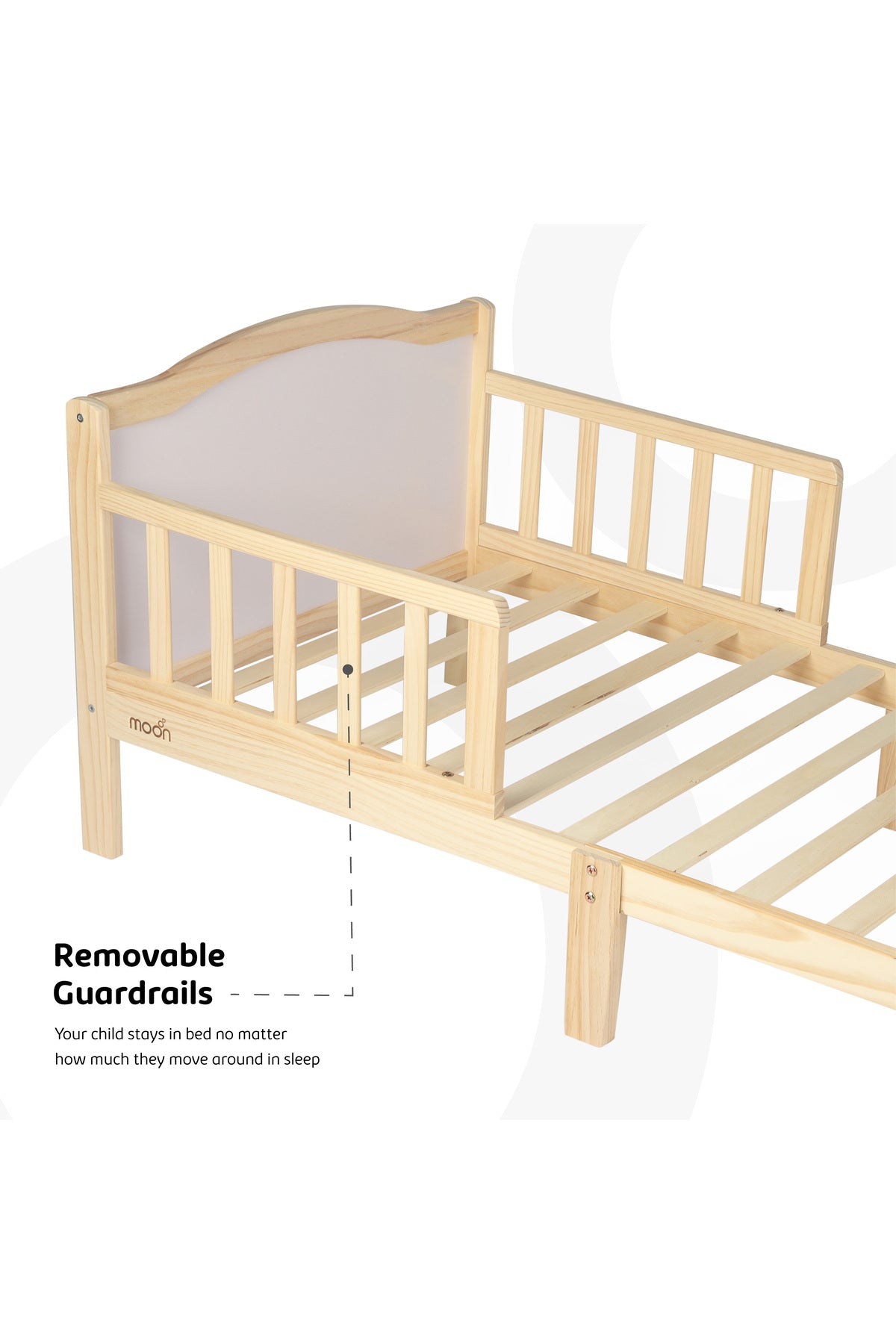 MOON Wooden Toddler Bed(143 x 73 x 60)-Natural wood