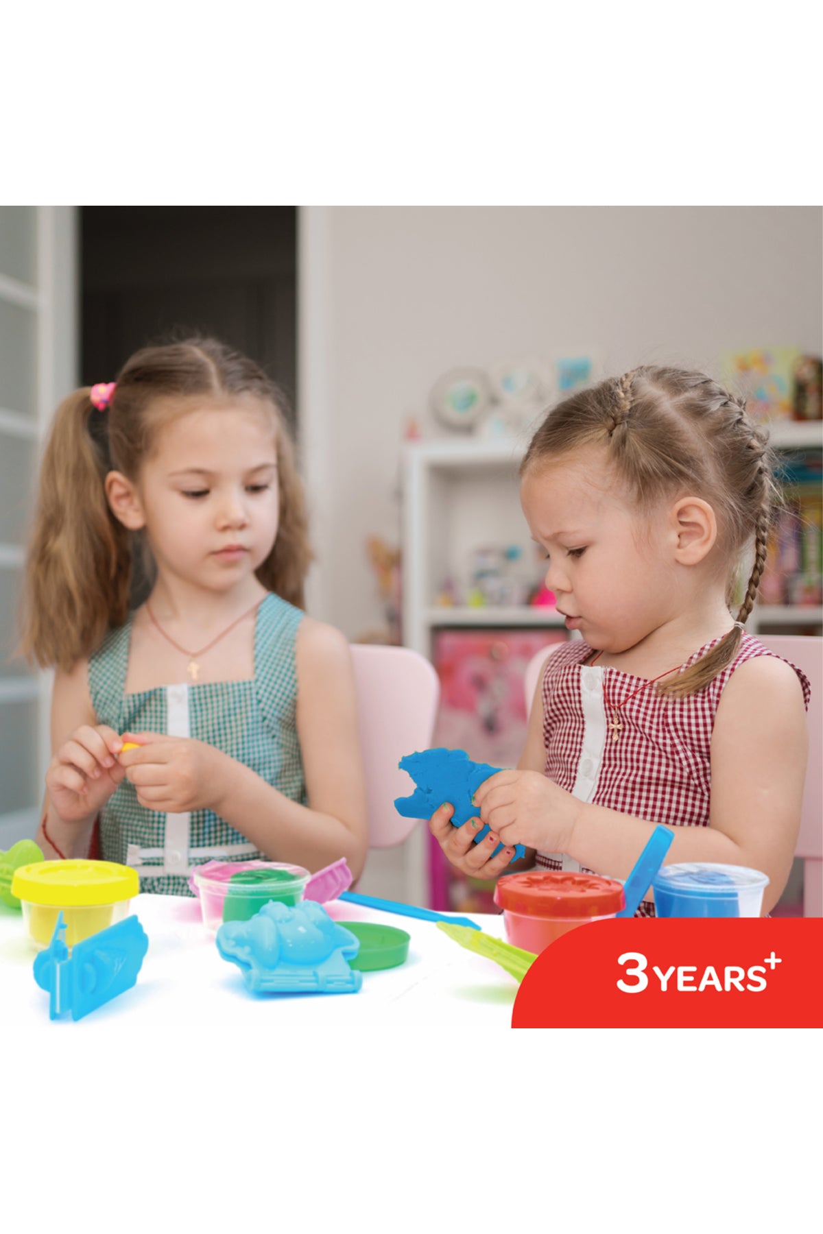 MOON Funny Dino Dough Creations Set of 4 with Molds for 3+ Years – Multi Color.