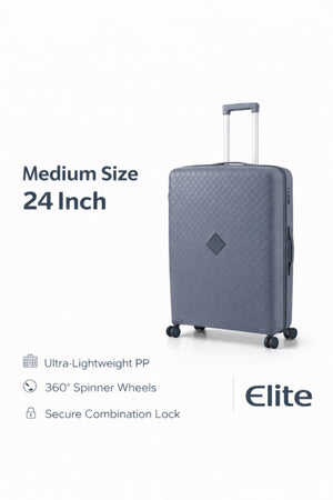 ELITE- Premium Hard-Shell Luggage 24 inch – Lightweight Spinner Suitcase – Light Blue