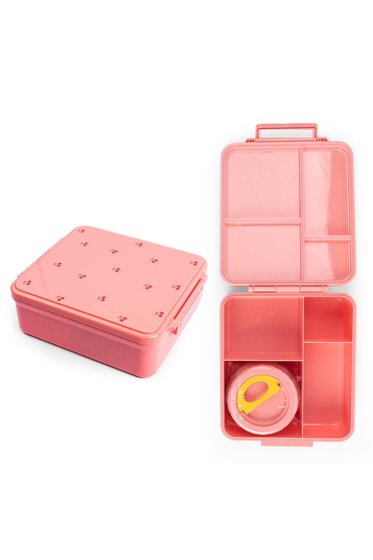 Cocobee Cherry Tritan Bento Lunch Box With Food Jar, 4 Compartments, Bpa Free, Leakproof, Microwave Safe, 1.87L – Pink