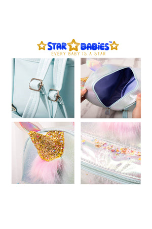 Star Babies - Unicorn School Backpack - Silver & Blue