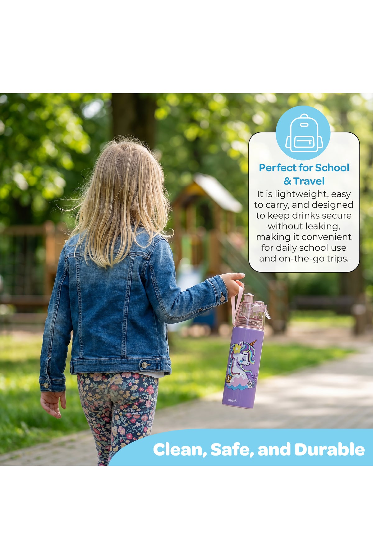 MOON Kids Water Bottle with Spray Mist | Cooling Spray | BPA-Free  Stainless Steel | Leak-Proof for School, Camping, Hiking, Outdoor Play | Boys Water Bottle |500ml