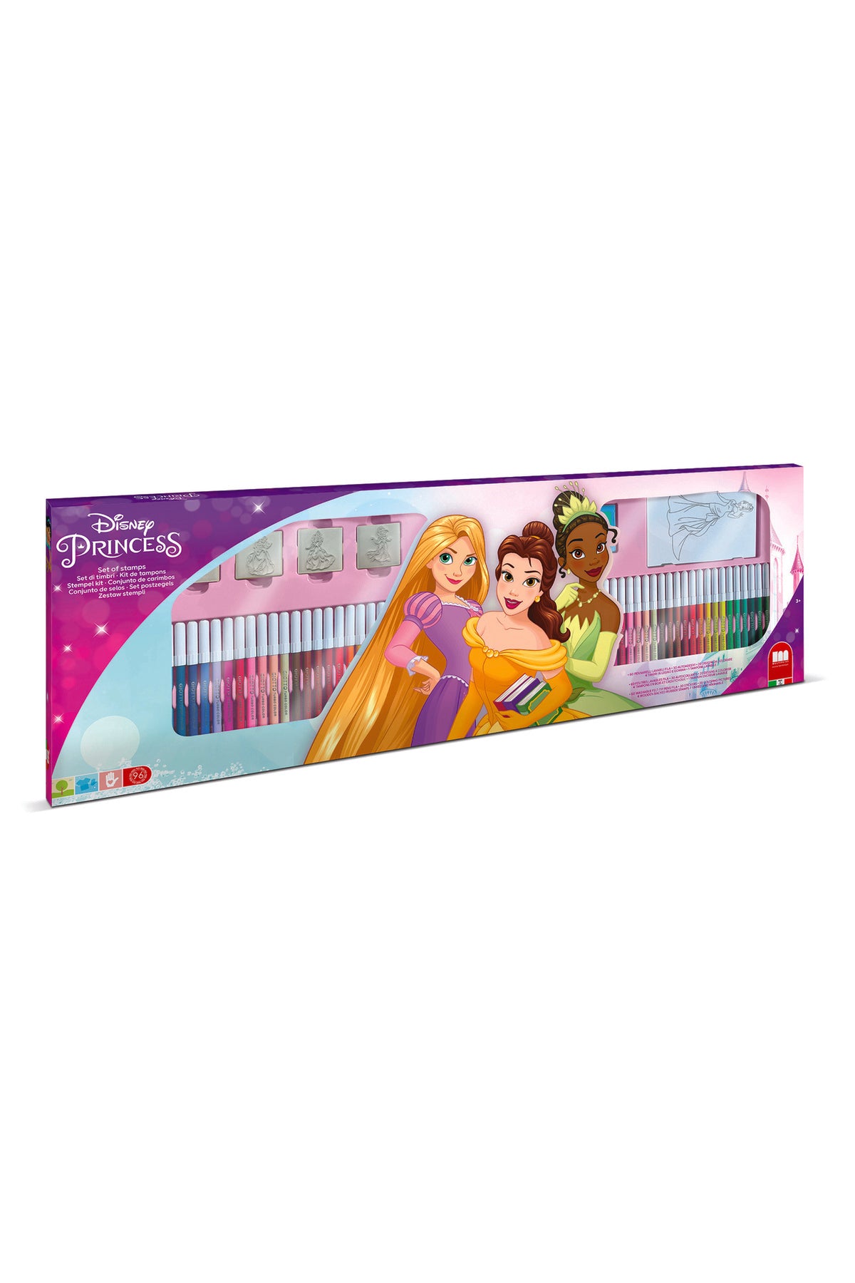 Disney Princess Sticker & Stamp Creative Set for Kids – Sticker Machine, 7 Stampers, Ink Pad, 12 Markers, Album & Scissors – Arts and Crafts Kit with Snow White