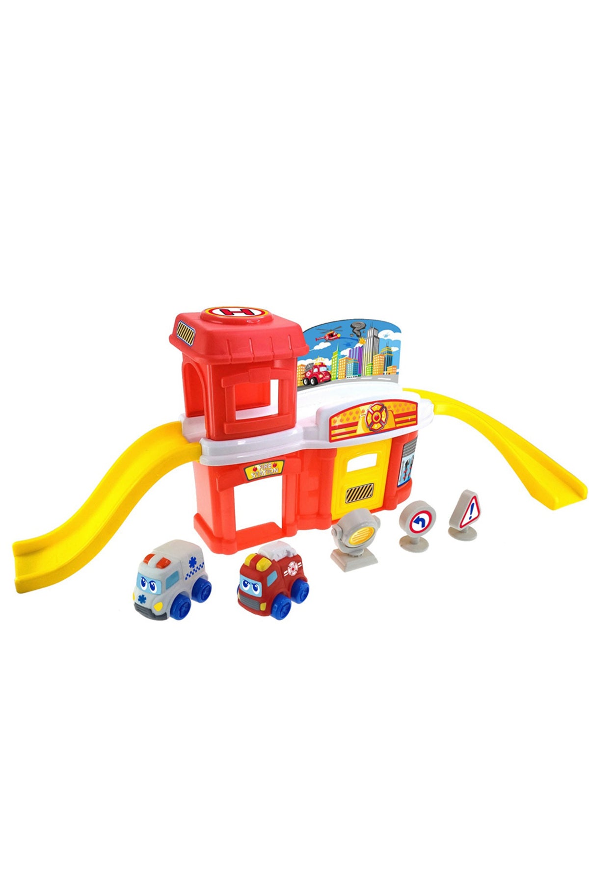 Little Learners Fire Station Playset - Realistic Pretend Play Toy with Vehicles