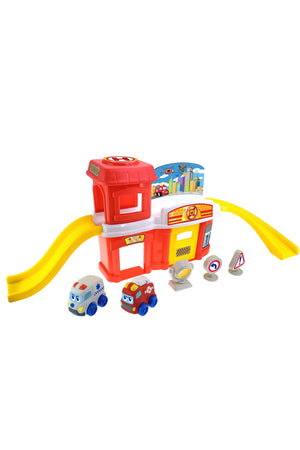 Little Learners Fire Station Playset - Realistic Pretend Play Toy with Vehicles