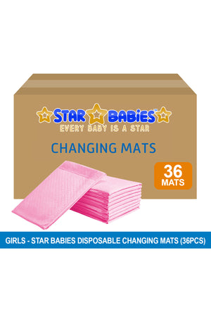 Star Babies Disposable Changing Mats Pink - Pack of 36