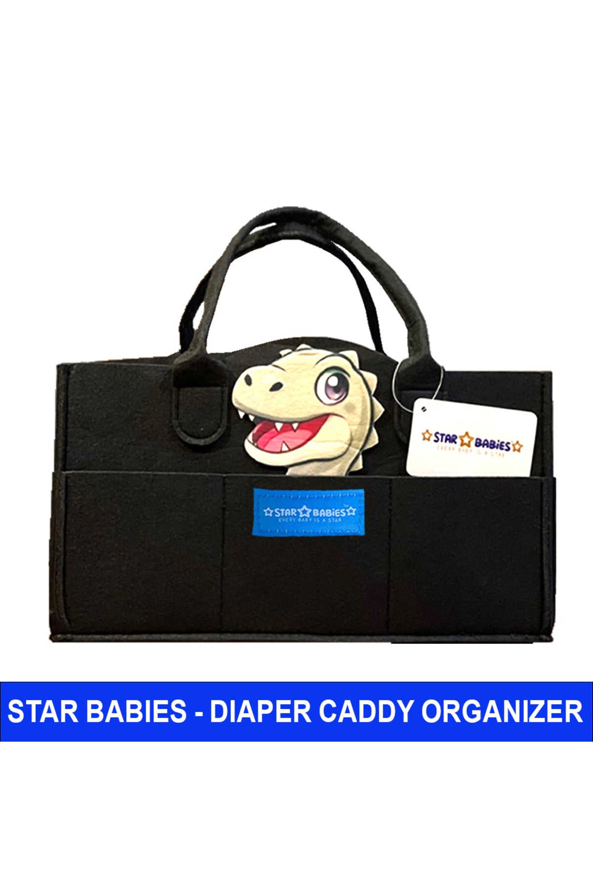 Star Babies Caddy Diaper bag organizer - Black New - Dino Design