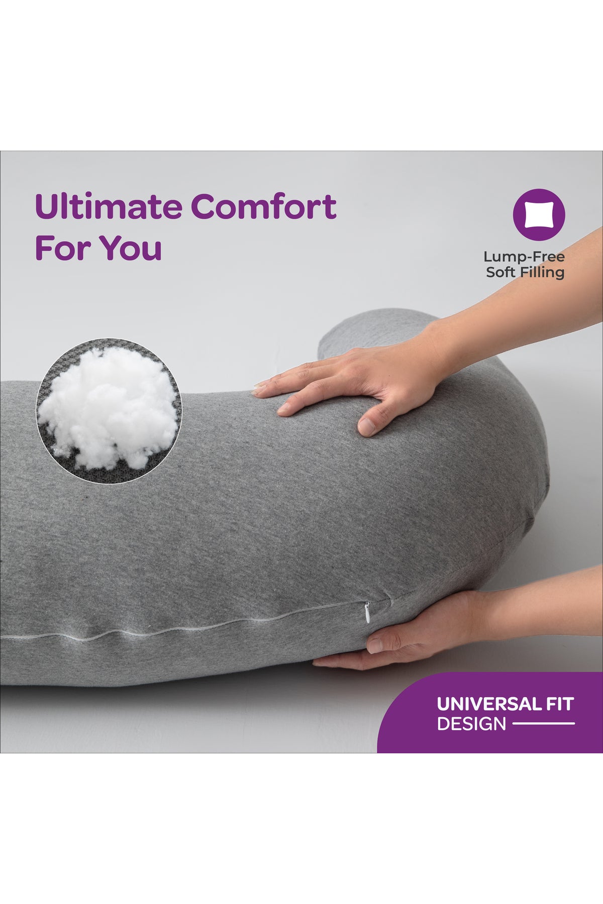 MOON Organic L Shaped Maternity Pillow-Light Grey