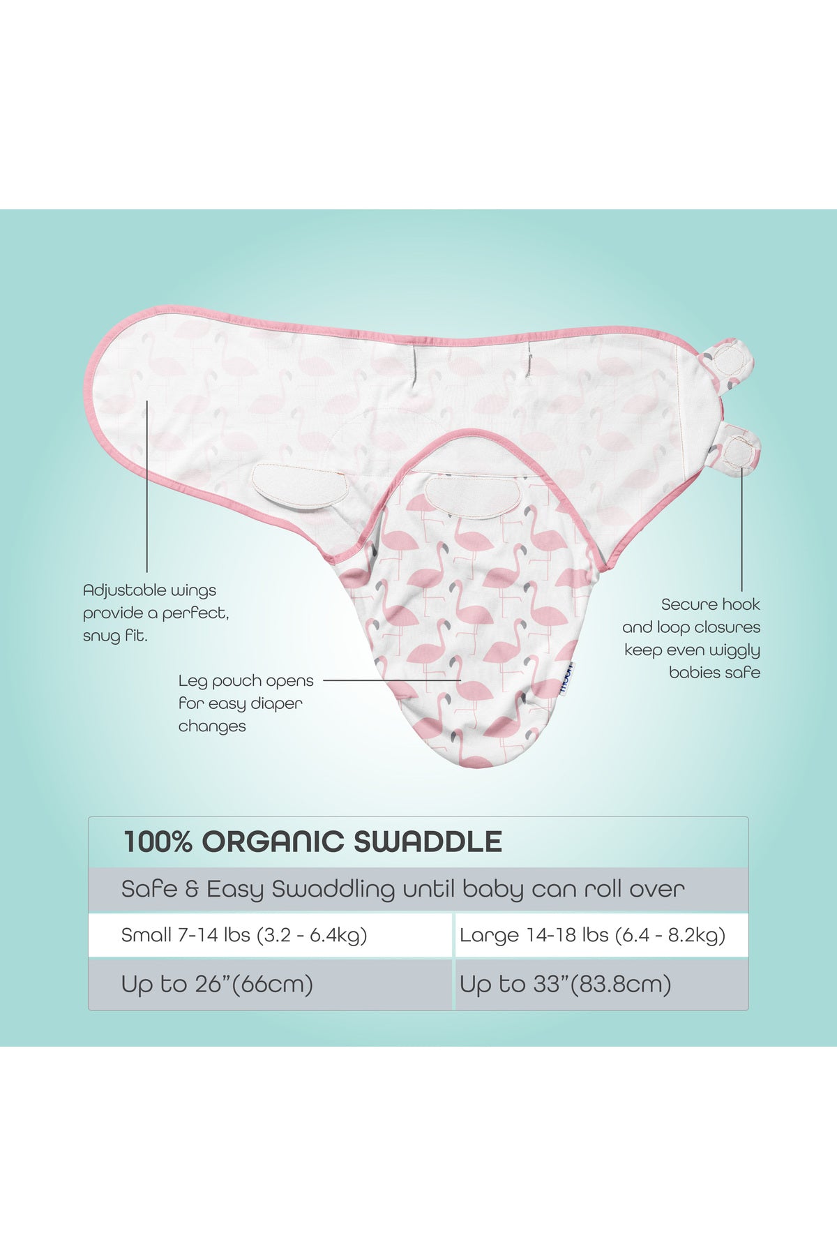 MOON Organic  swaddle - pink Flamingo