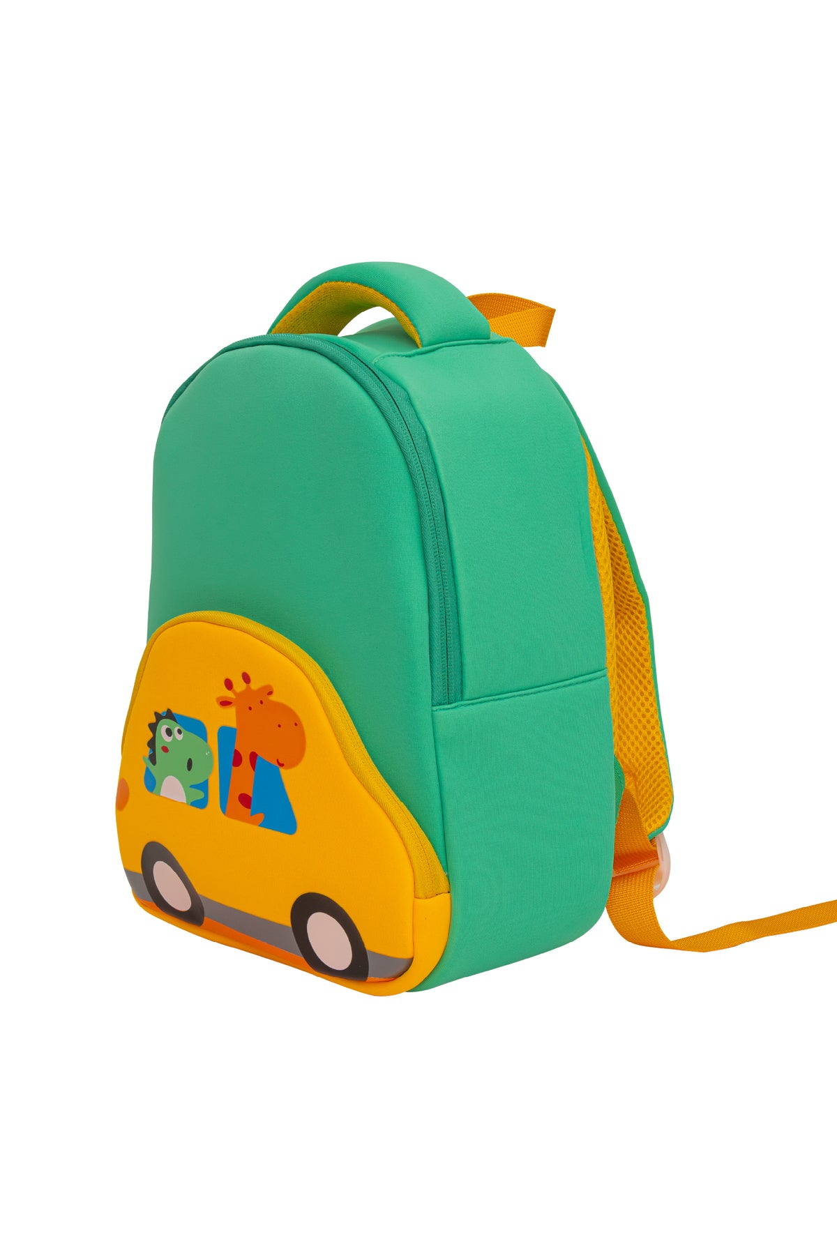 MOON Kids Backpack  – Comfy 3D Design,Padded Straps, Waterproof-Perfect for Preschool, Nursery, Snacks & Lunchbox-Car/Green