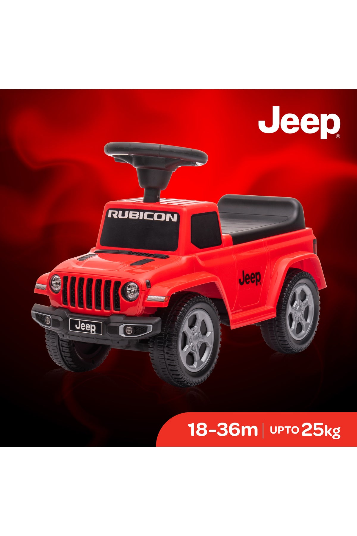 MOON Ride on Jeep Gladiator for Boys and Girls, 18-36 Months with Anti-Tipping Mechanism-Red