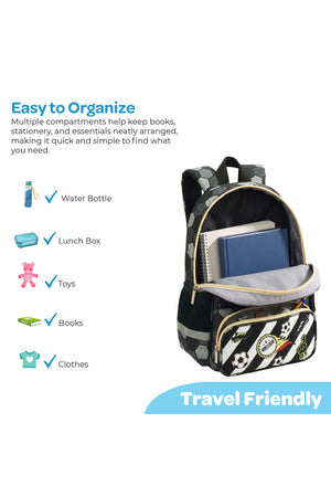 MOON  3 in 1 Kids Backpack  Set   - (18-Inch) Premium Kids School Bag with Lunch Bag & Pencil Case-Football