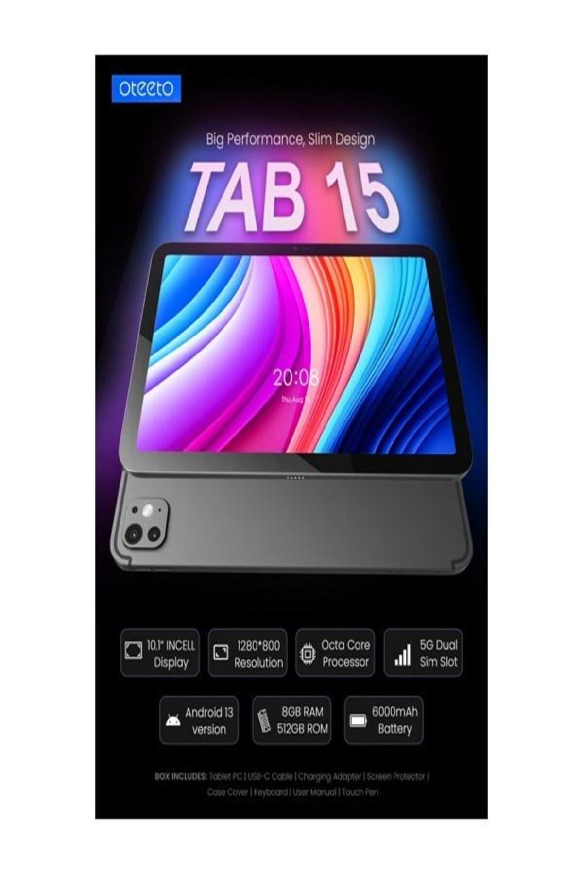 Oteeto TAB 15 Tablet 10.1 inch 5G with keyboard case – 8GB RAM / 512GB Memory – Gray