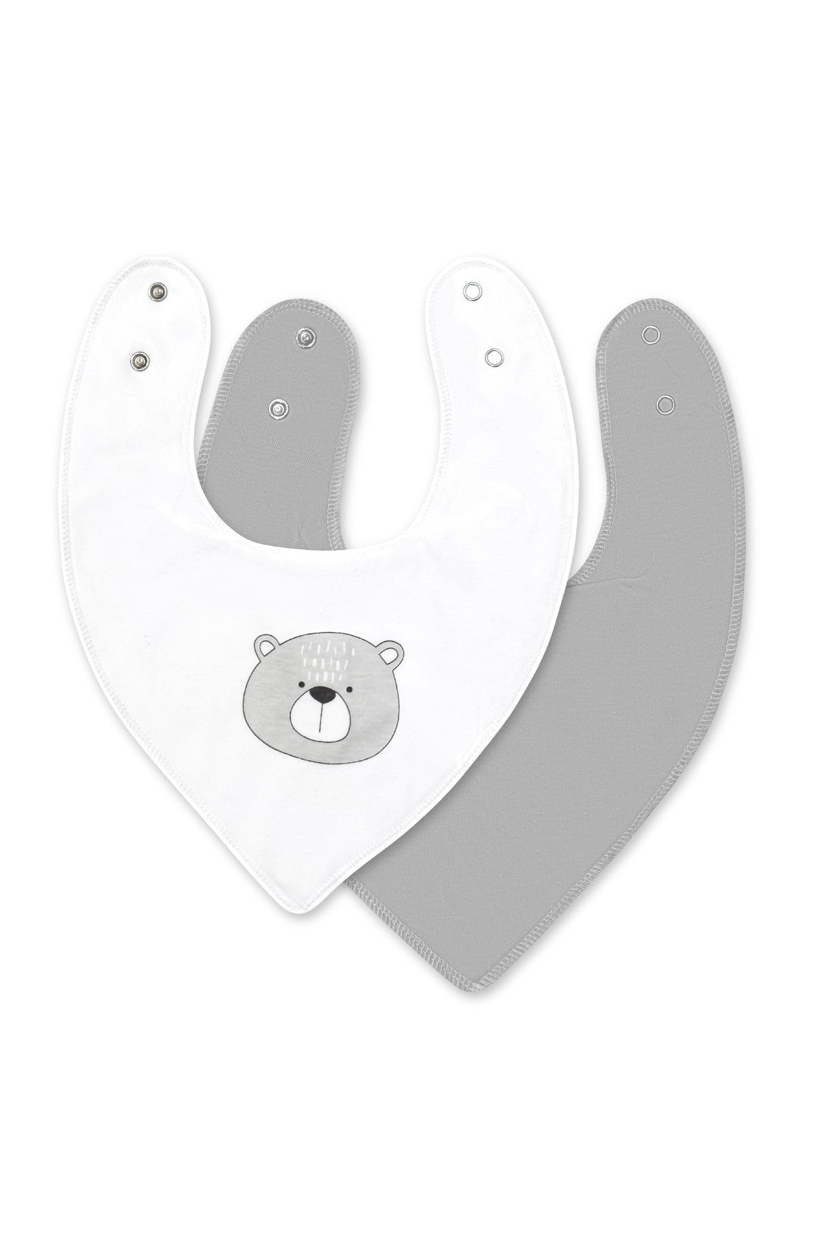 MOON Bandana bibs regular ( Organic) ( PK -2)-Bear & Grey