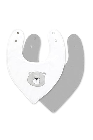 MOON Bandana bibs regular ( Organic) ( PK -2)-Bear & Grey