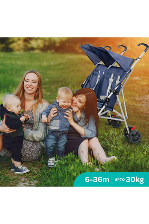MOON  Jet Plus  Twin Buggy Lightweight Travel strollers - up to 30Kg,6m+ -Dark Blue