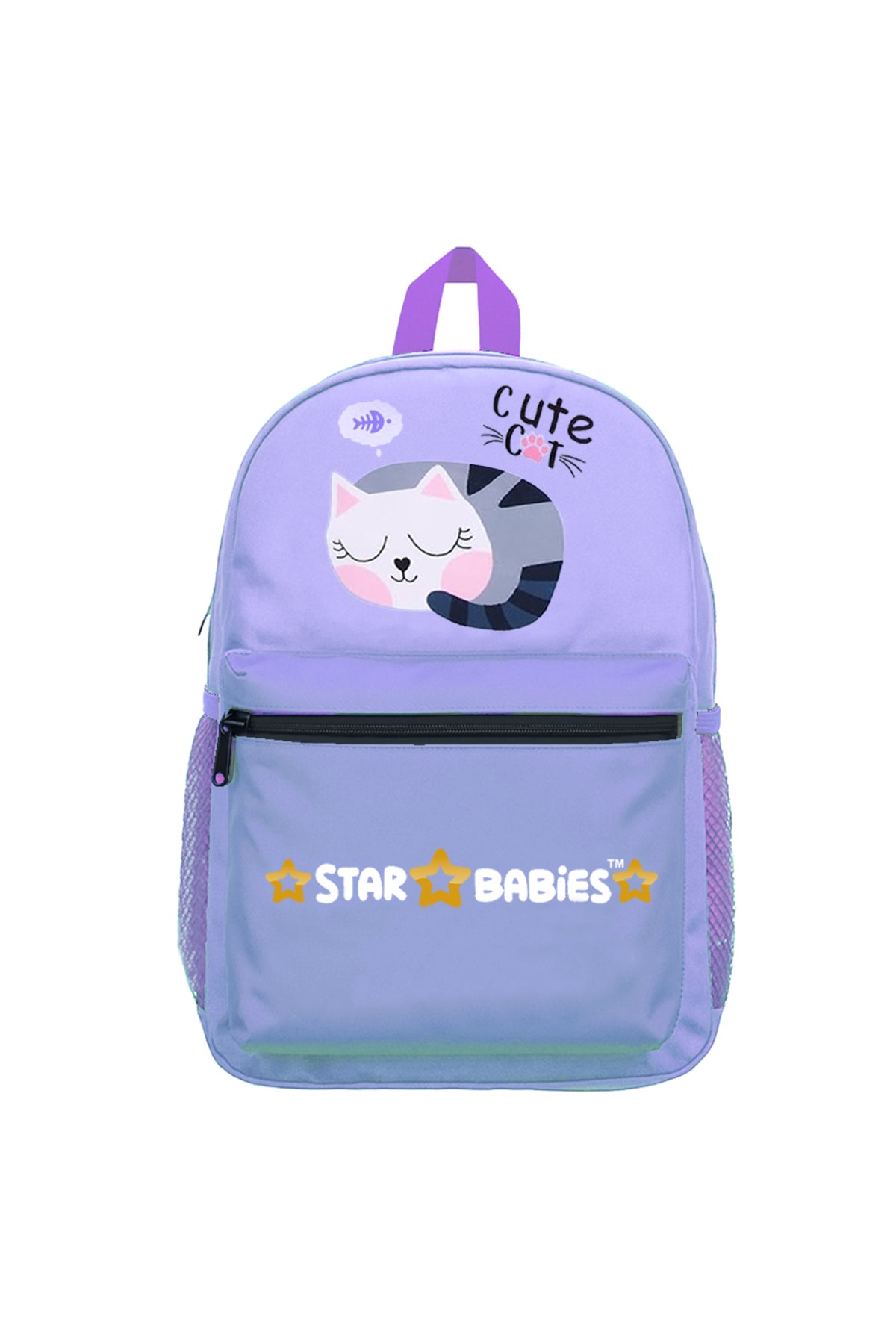 Star Babies - Kids Backpack - Cat - Purple - 16-Inch/41cm