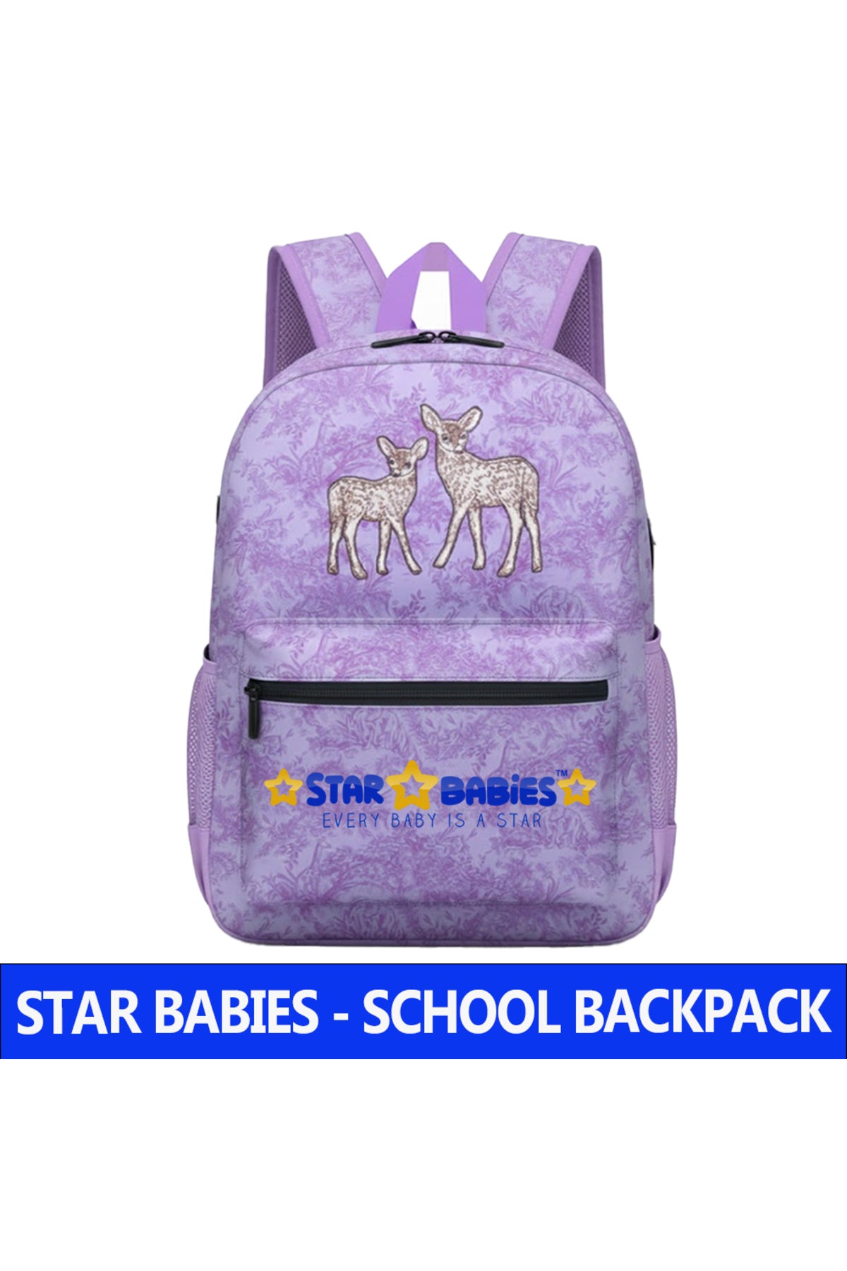 Star Babies Deer Print School Bag - Lavender