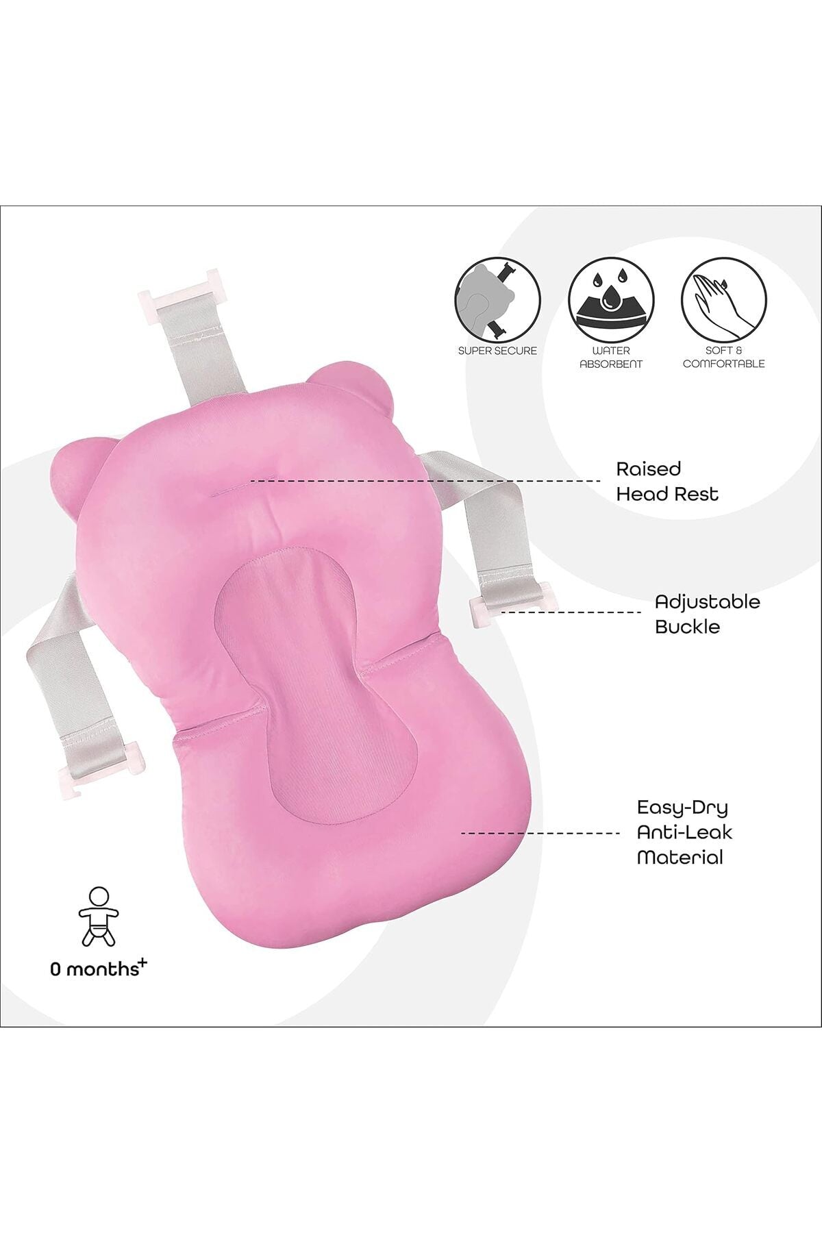 MOON Anti-Slip Baby Bath Pad - Pink