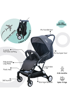 MOON Travel-Lite  - Cabin Stroller,dark Grey